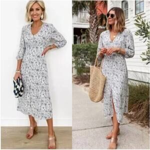 Splendid x Cella Jane Printed Midi‎ Dress loverly grey